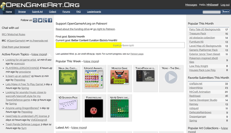 OpenGameArt visual update