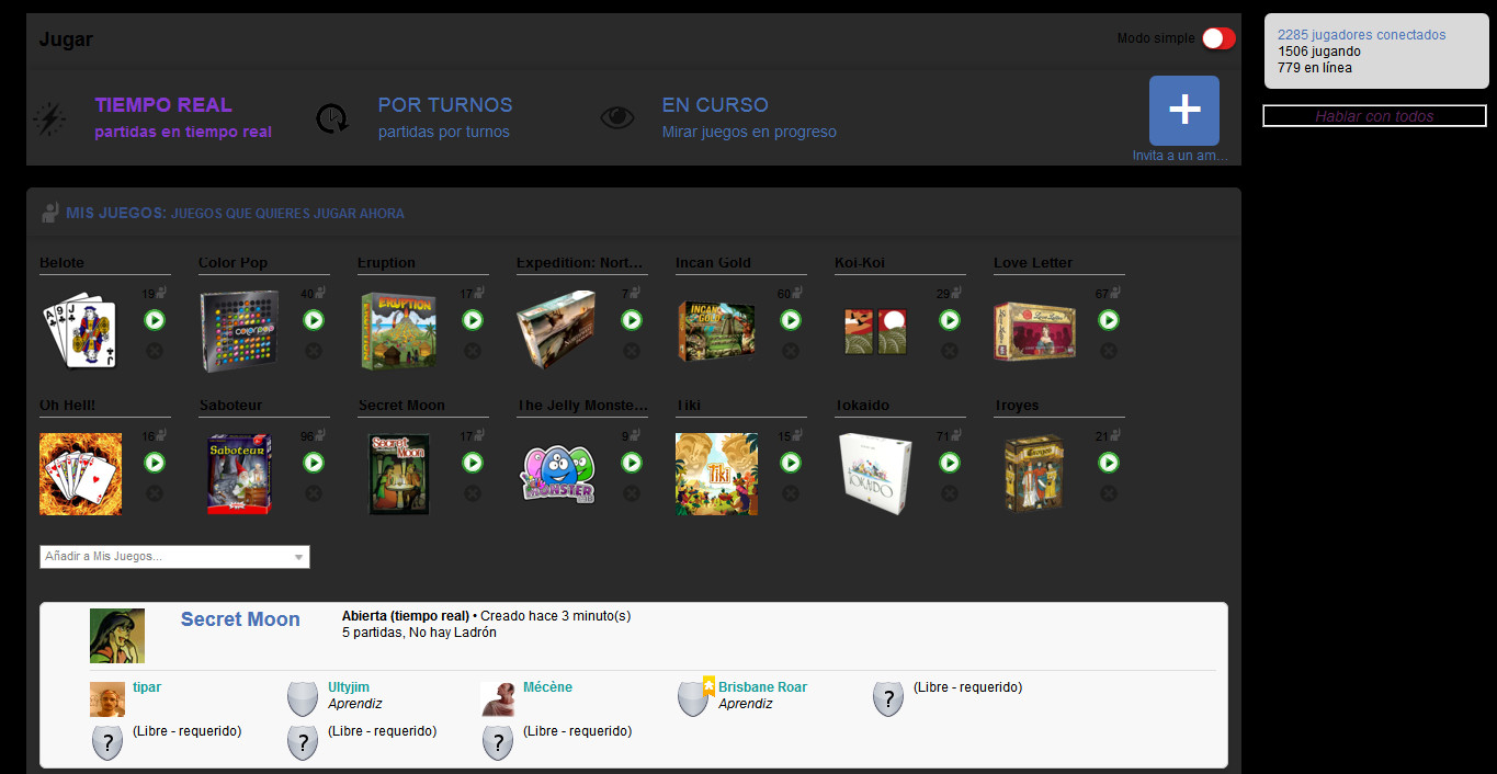 Boardgamearena.com (Dark mode)