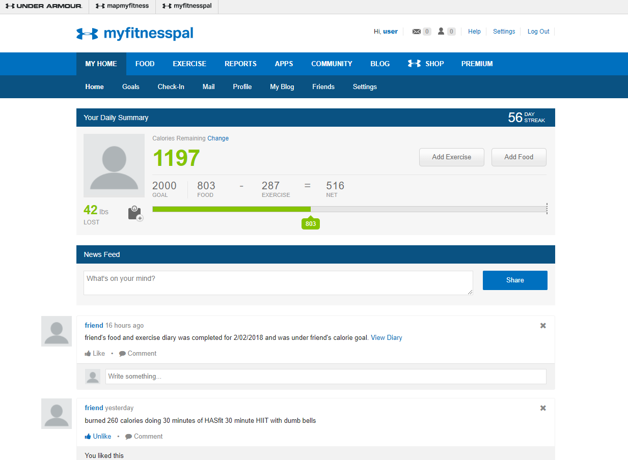 MyFitnessPal Full Width