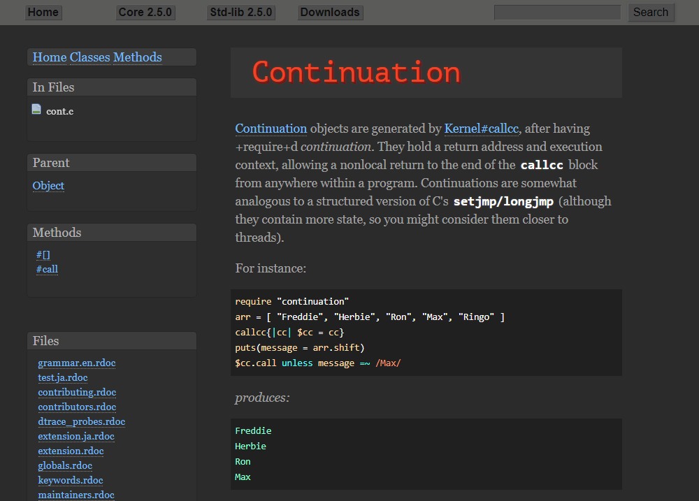 Dark Theme ruby-doc.org