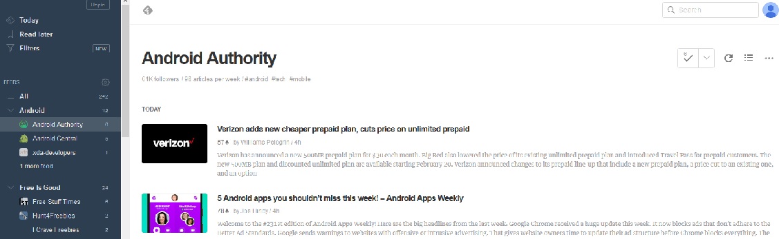 Modern Feedly