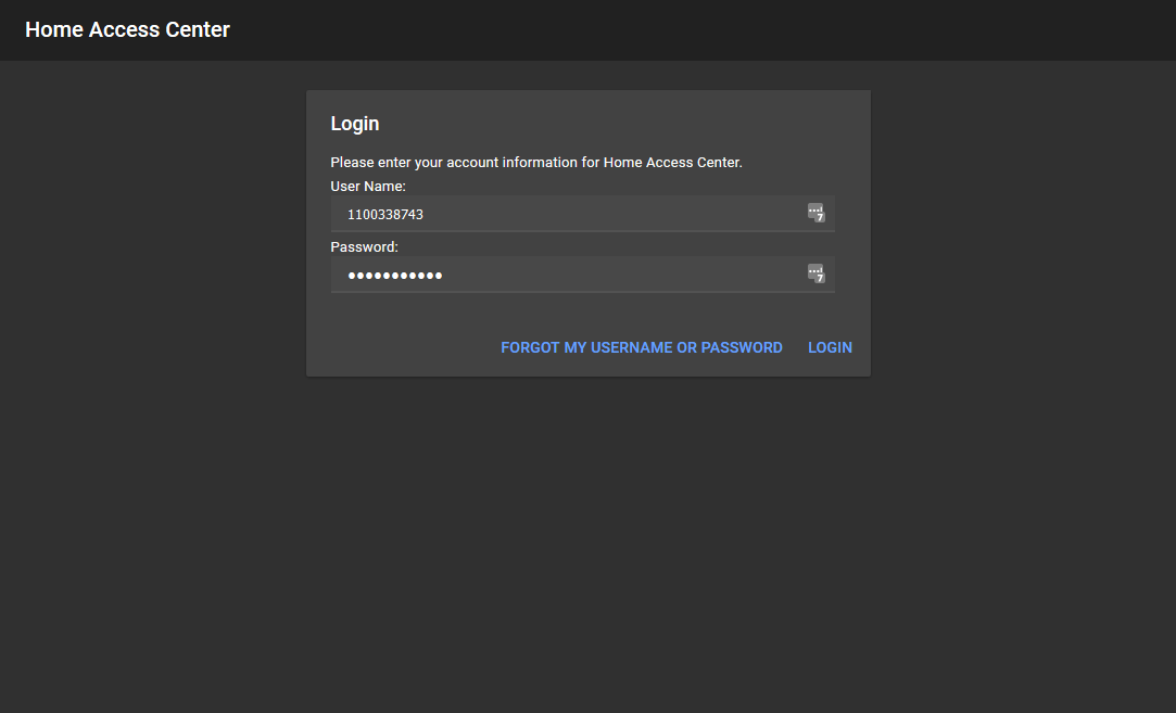 Home Access Center - Dark Material Design