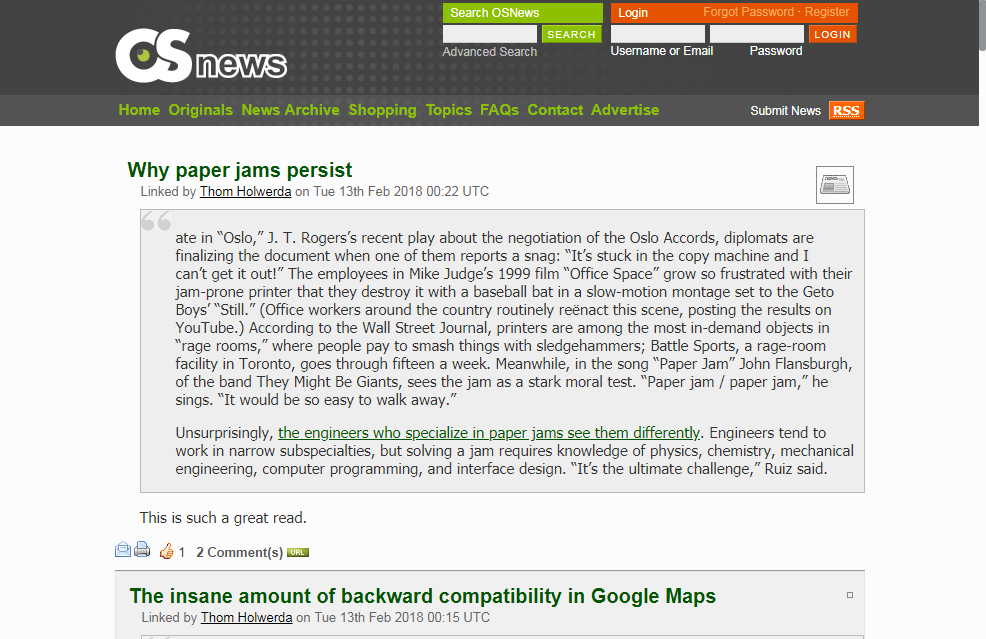 improved layout for OSnews