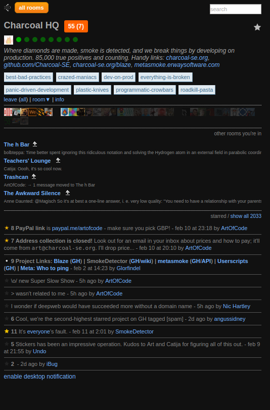 Stack Exchange Chat Dark Theme