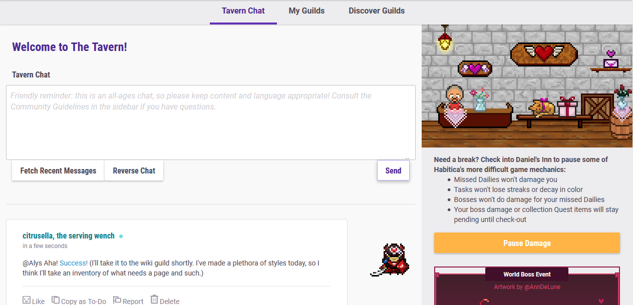 Habitica Inn Above World Boss