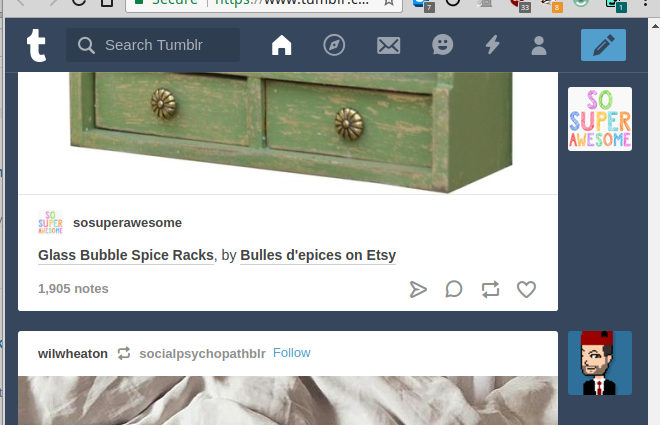 Tumblr - move left avatar bar to the right