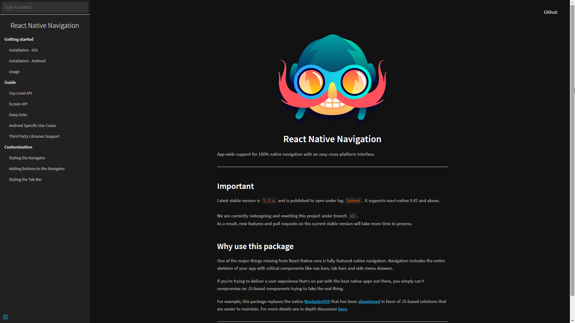 Wix Documentation - Material Dark Theme