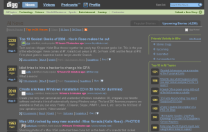 Digg.com - Dark gray design