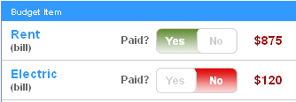 Geezeo.com - Highlight unpaid items in Red