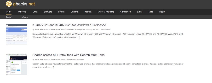 gHacks Clean and Wide
