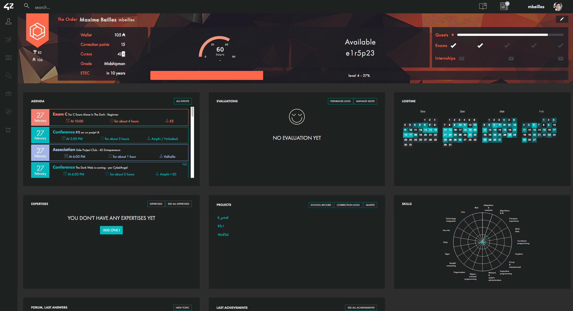 Intra 42 dark warm theme