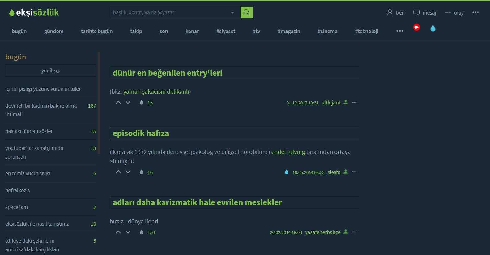 ekşisözlük night mode