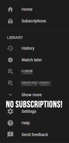 Hide subscriptions in the new YouTube sidebar