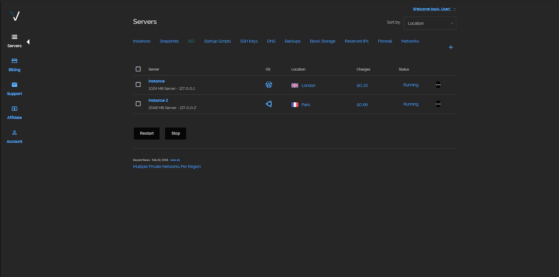Vultr - Dark Mode