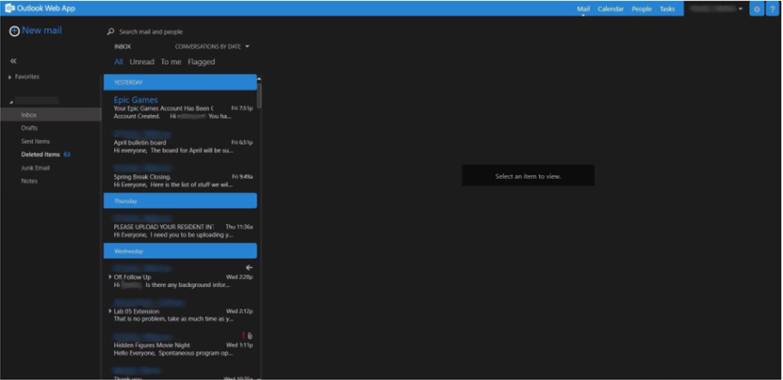 Outlook Web App Clean Dark
