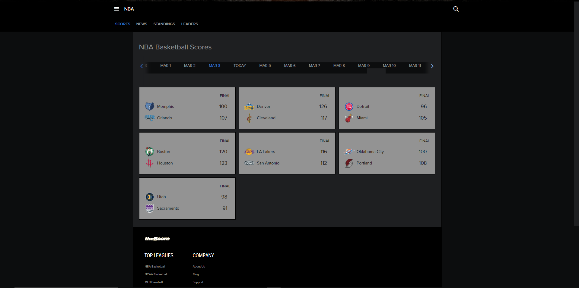theScore NBA Dark