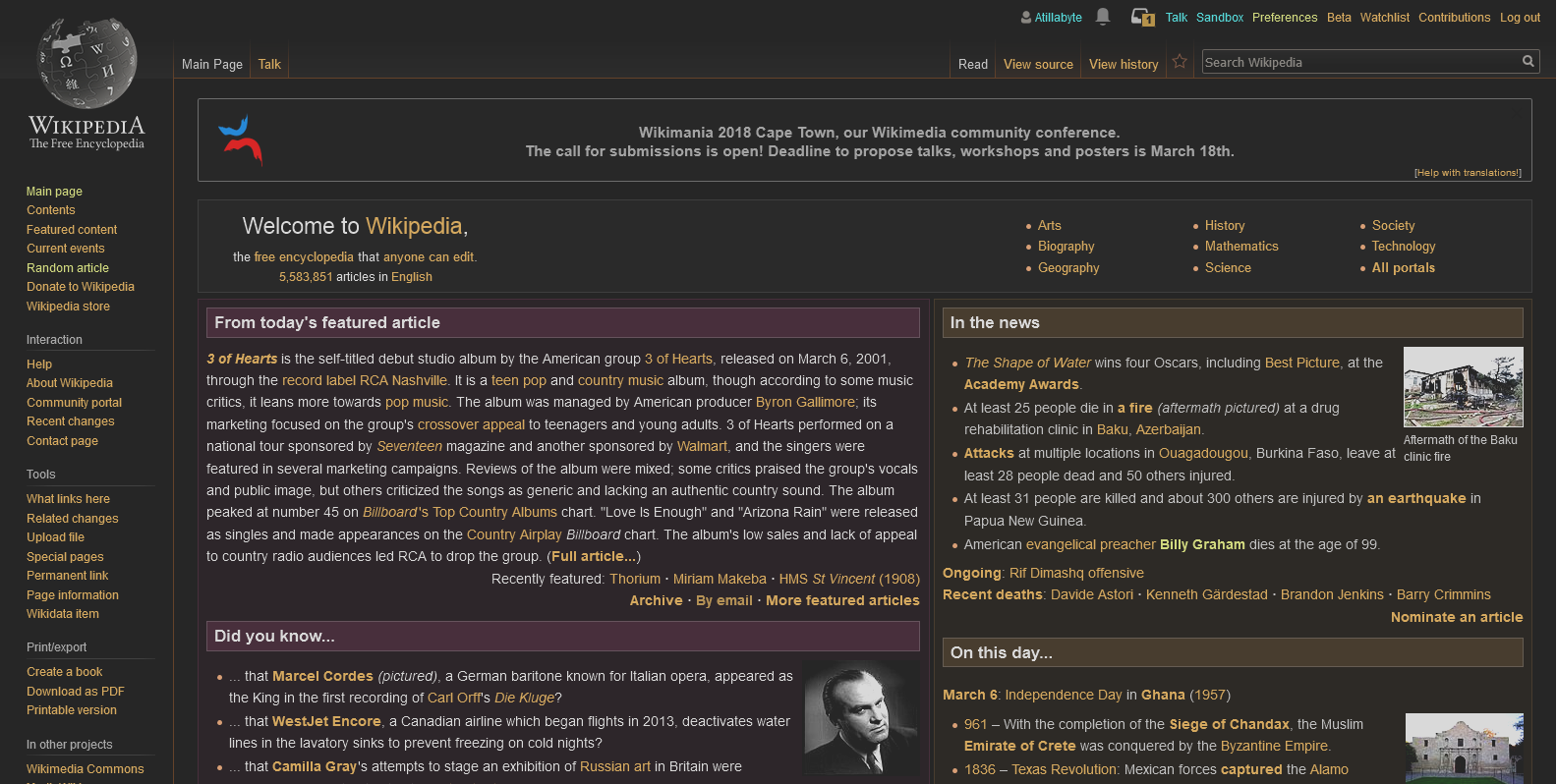 Wikipedia Dark Inverted