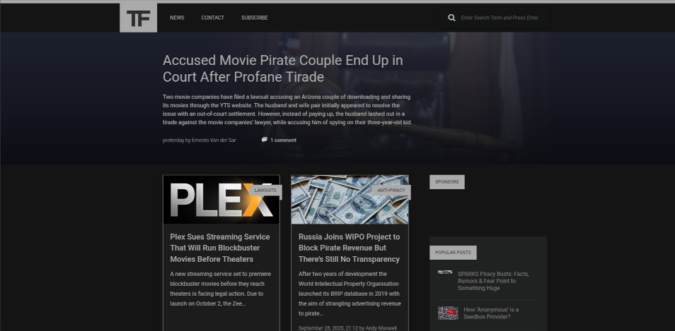 TorrentFreak - Minimal Dark