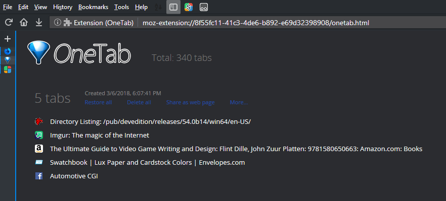 Dark OneTab