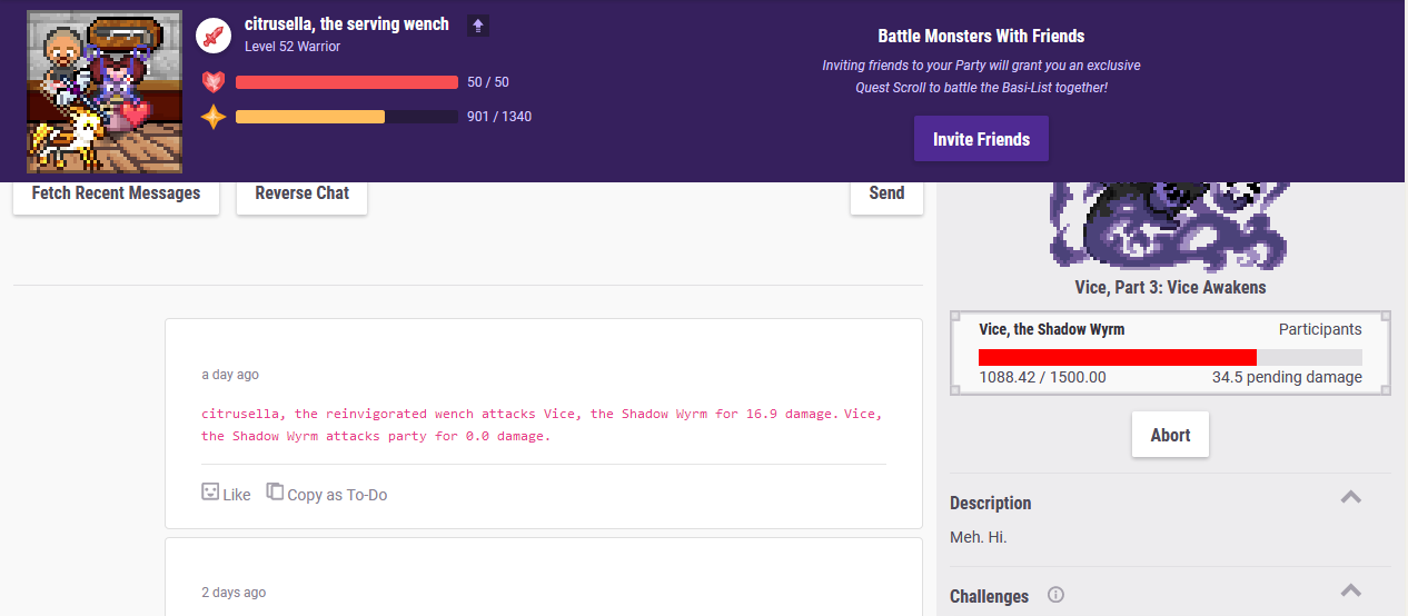 Habitica Sticky Header