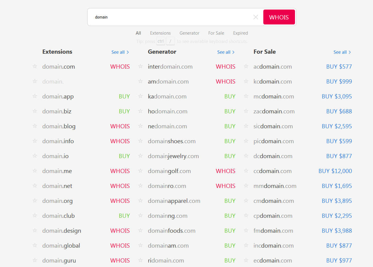 Instant Domain Search