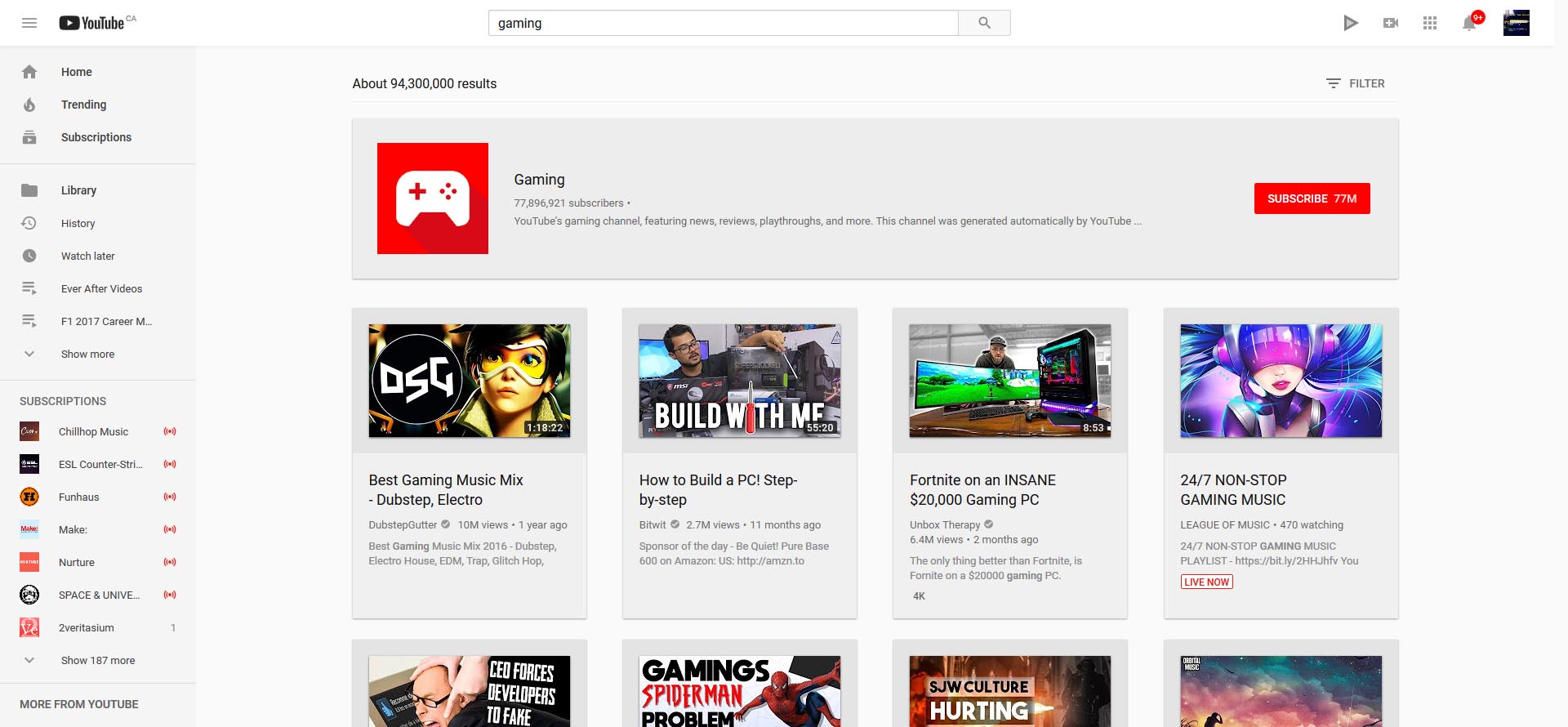 YouTube Search Grid