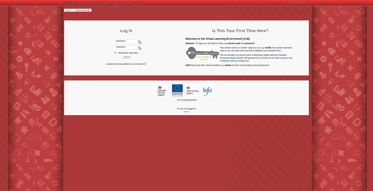 Red-Themed Chesterfield College VLE