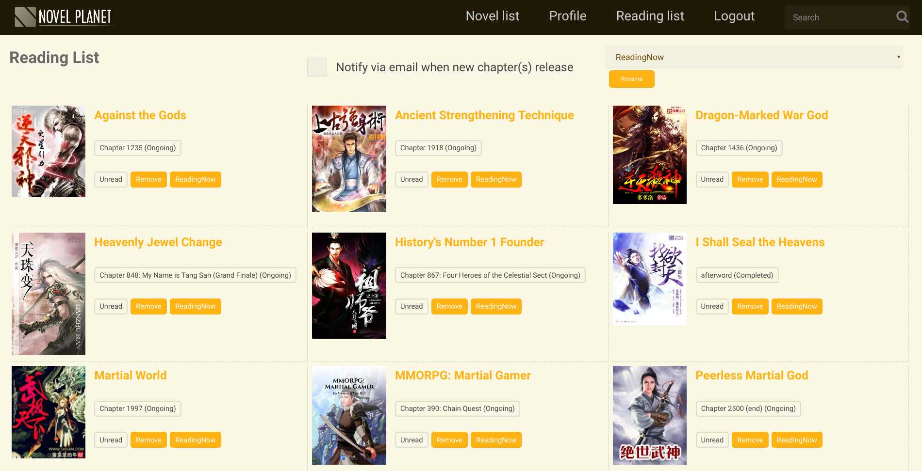 NovelPlanet - Warm theme