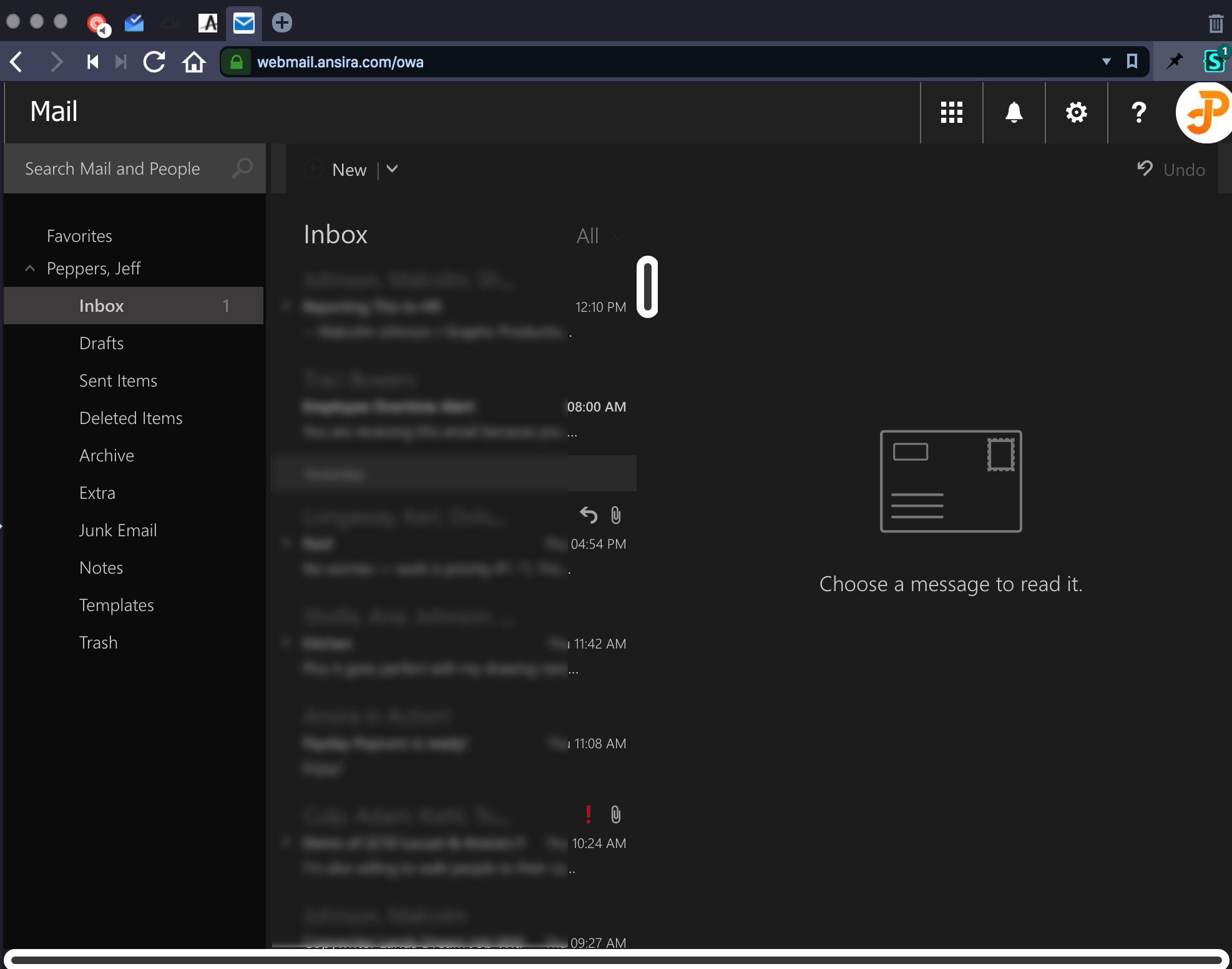 OWA Webmail Dark