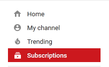 Youtube menu red color