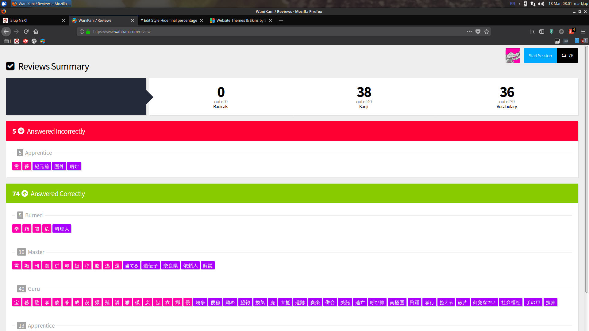 Wanikani Hide Percent Correct