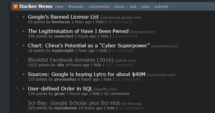 Hacker News - Bluish Gray (2020)