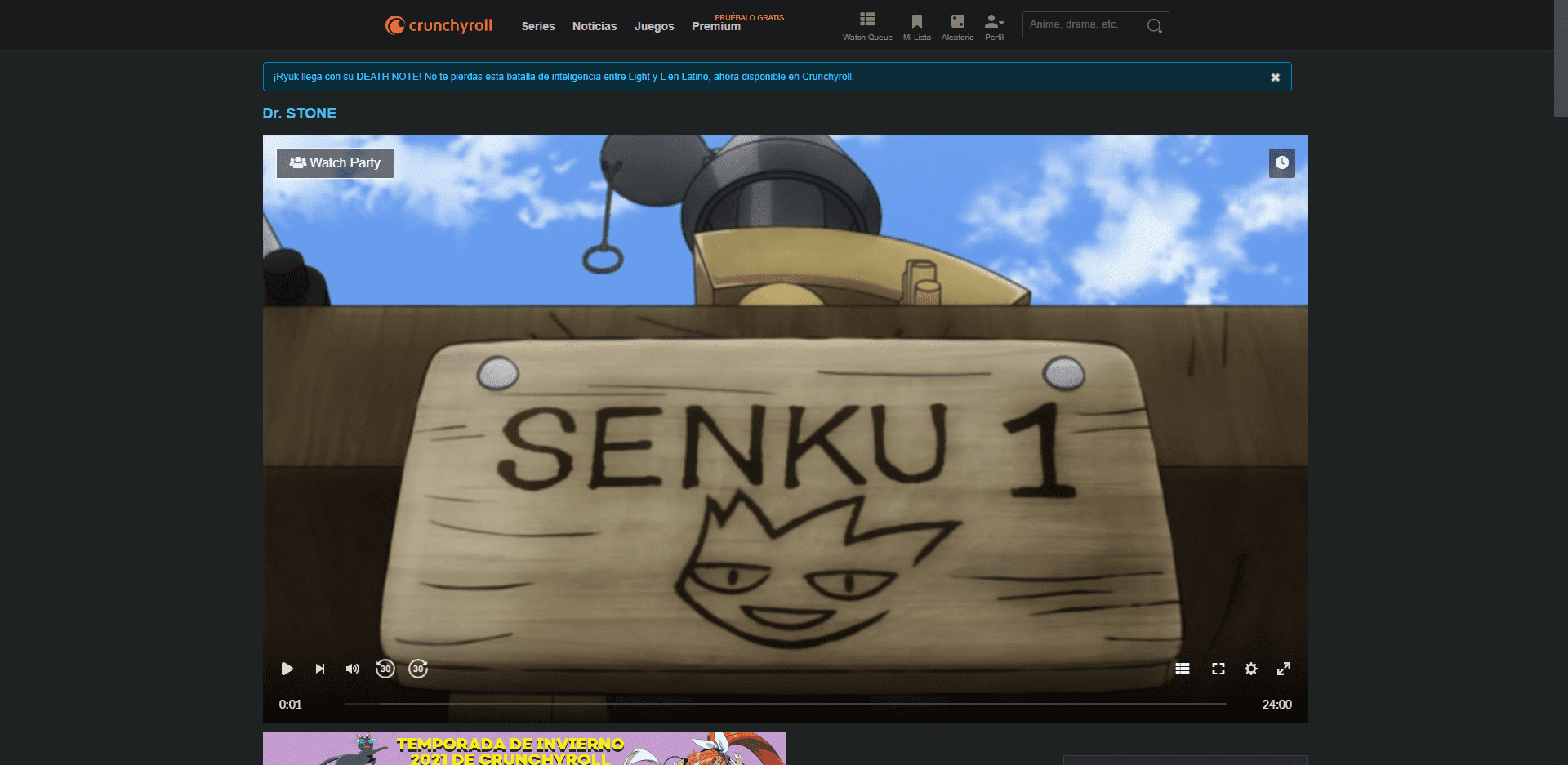 Crunchyroll Large Player 720p for 1080p Monitors