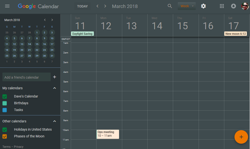 A GoogleCalendar Darkly