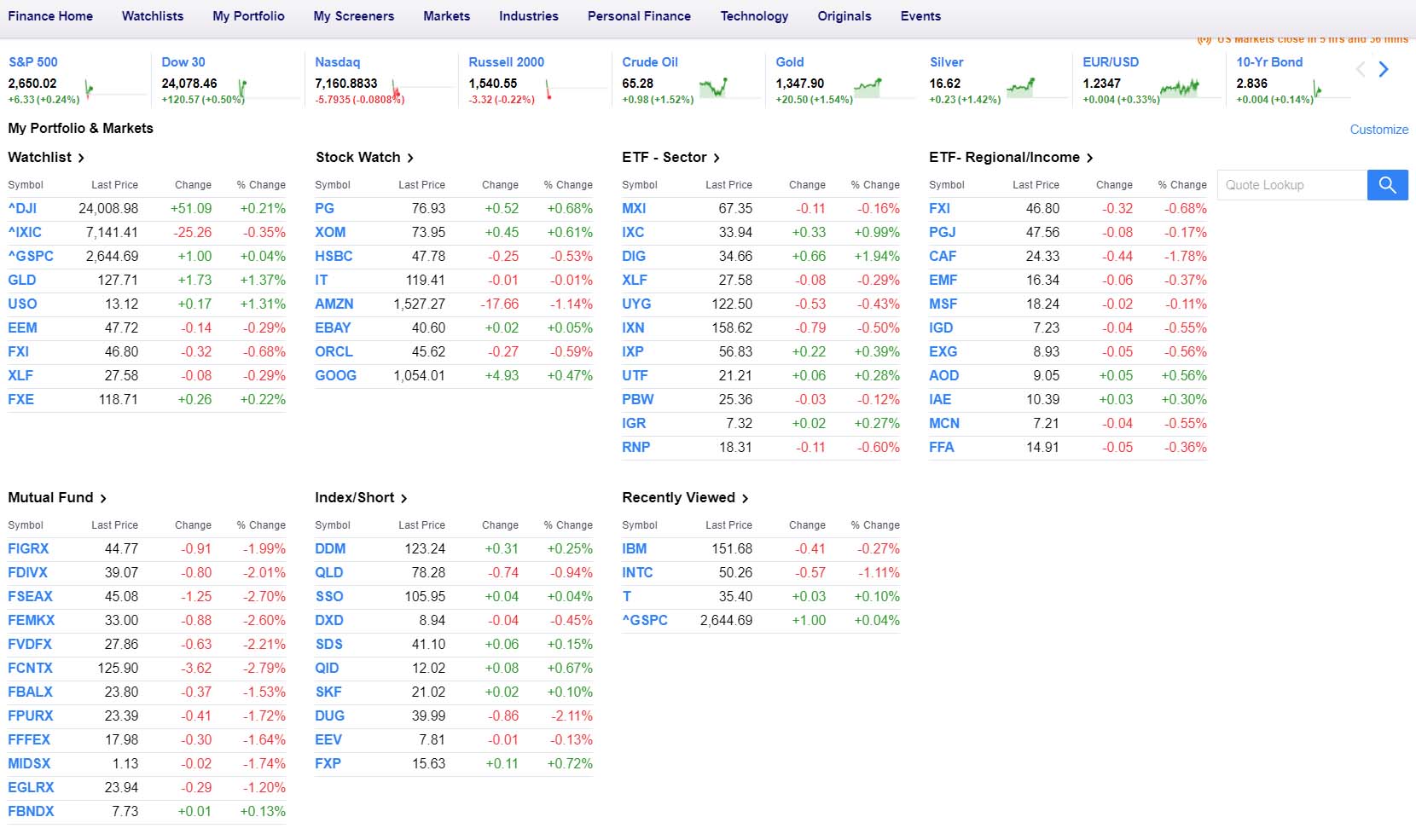 Yahoo Finance Stock Portfolio Dashboard