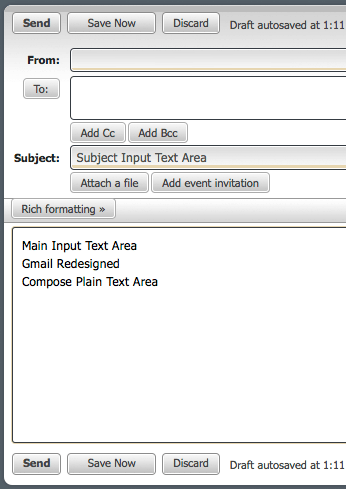 Gmail Redesigned - Compose Plain Text Area