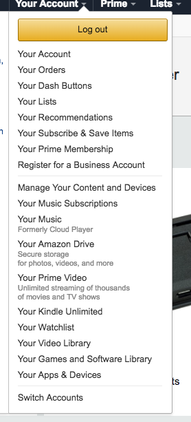 Amazon Log out button