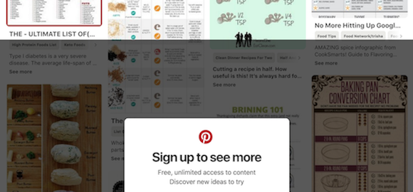 Pinterest - No Login popup