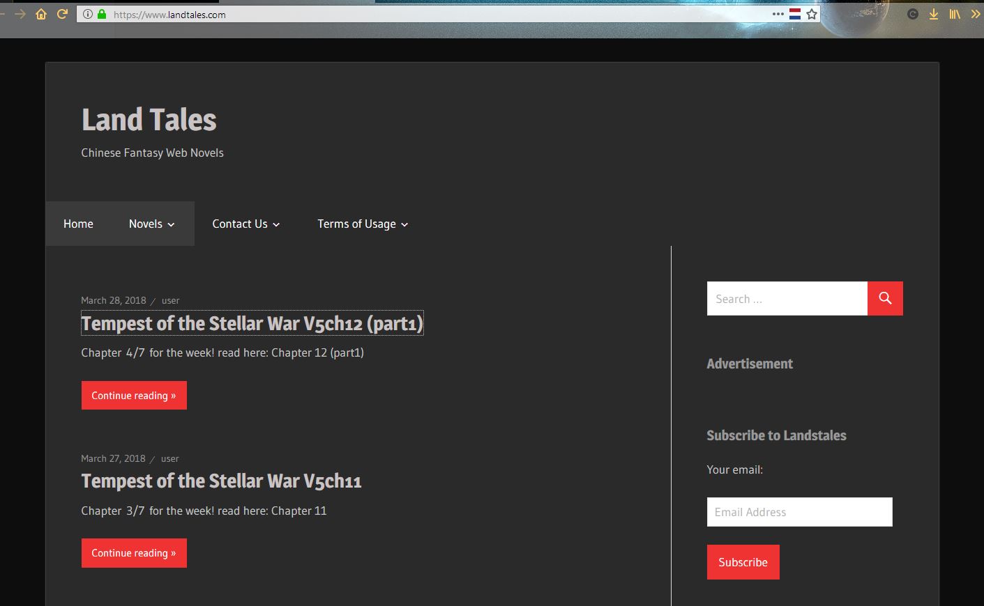 landtales.com dark theme