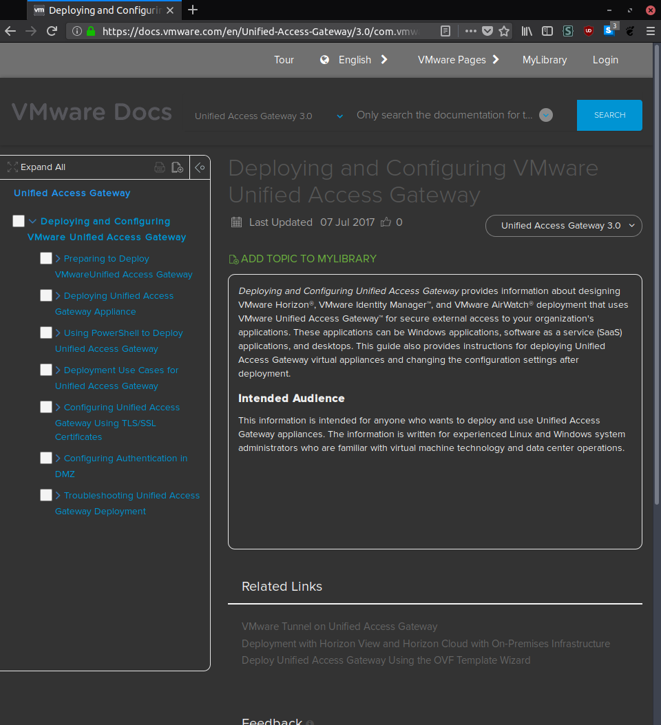 VMware Docs dark