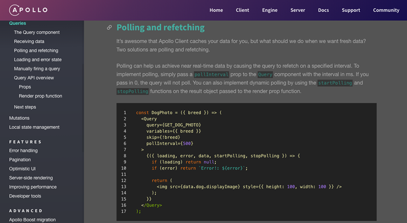 ApolloGraphQL Website Dark Theme