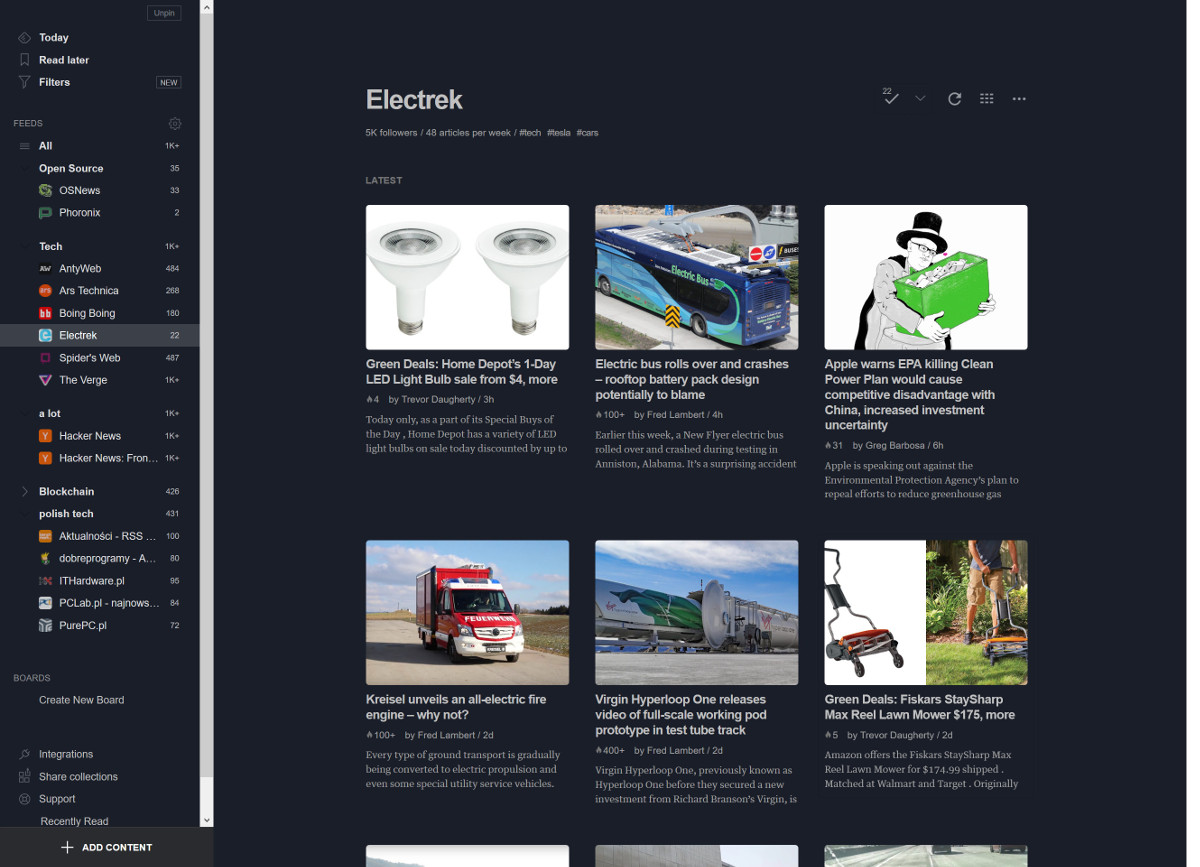 feedly.com ocean flat