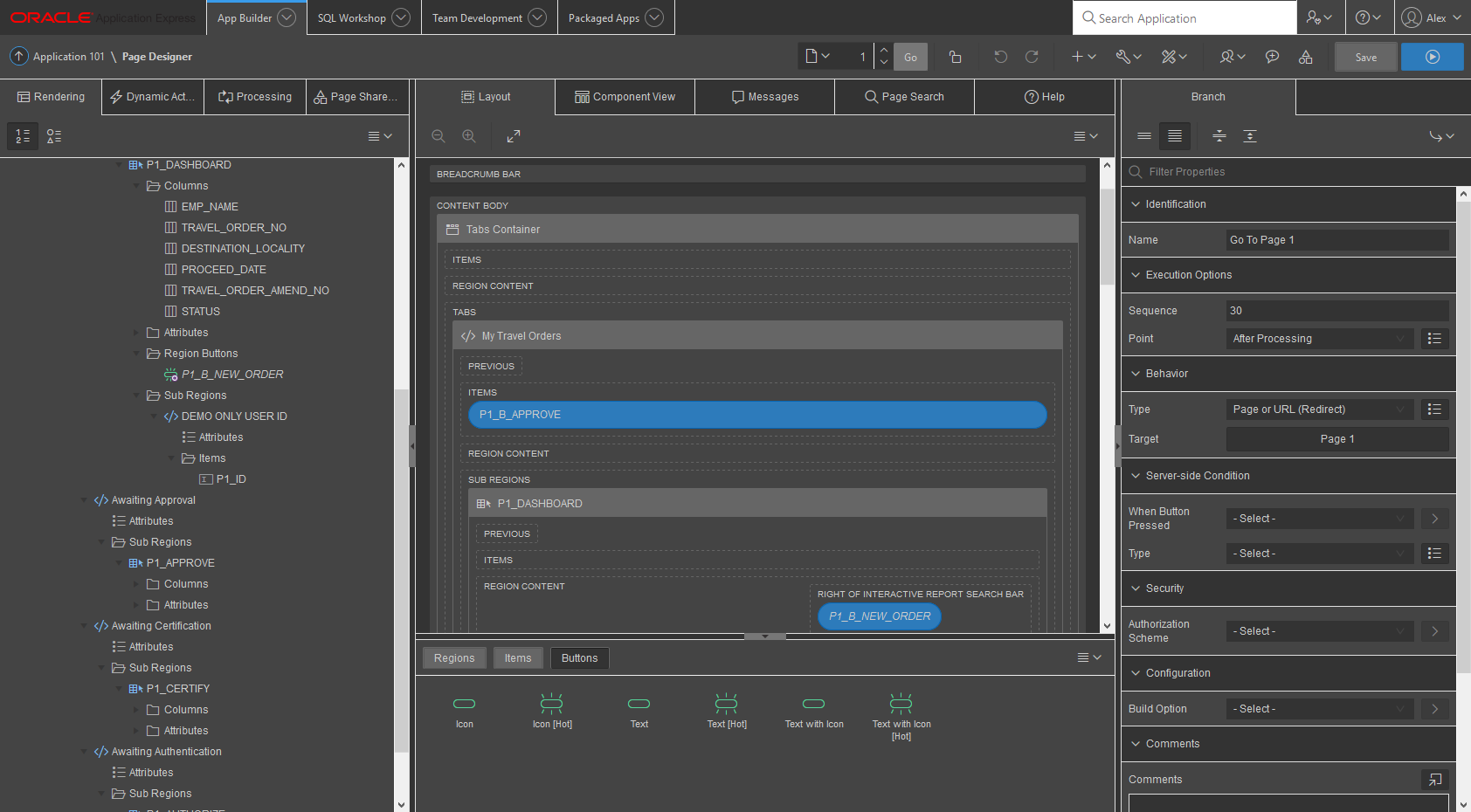 Oracle APEX (Application Express) Page Designer