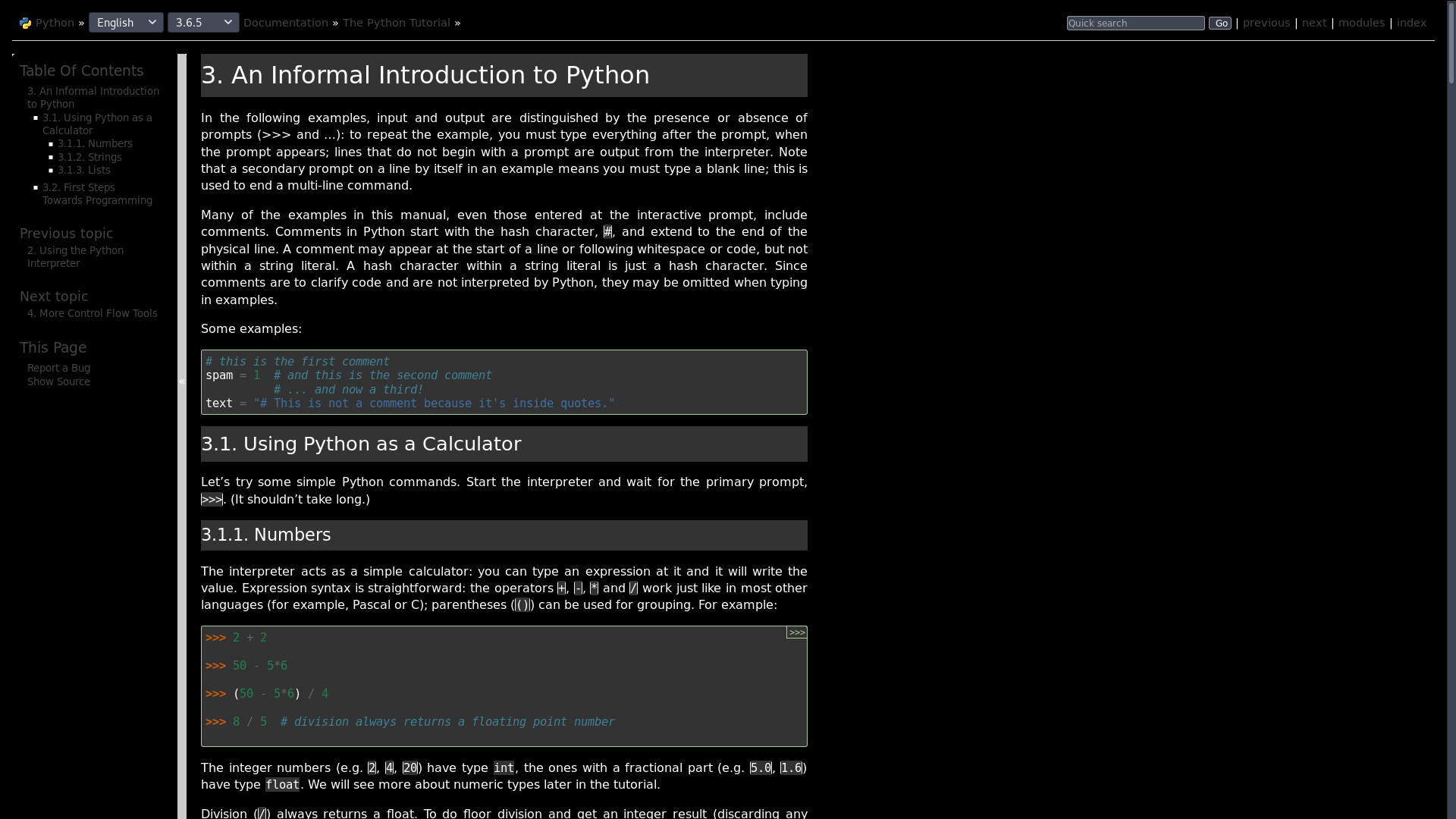 Python 3 Tutorial Docs Dark