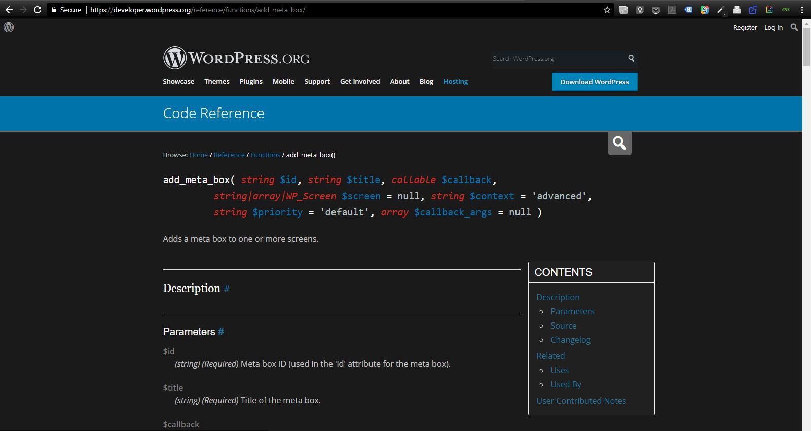 Dark wp developer & codex