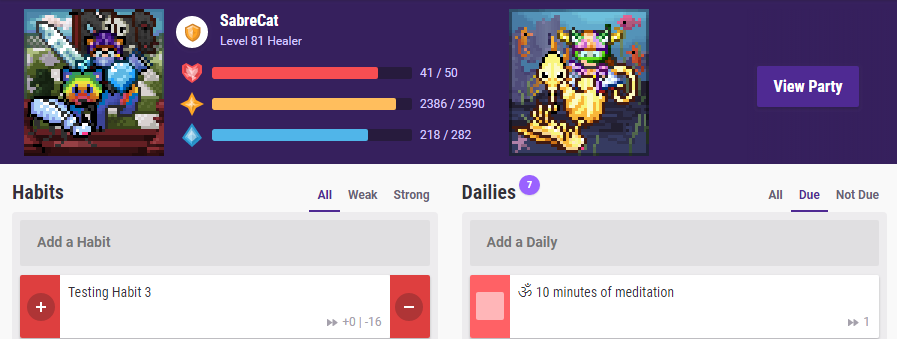 Habitica: Hide Task Options
