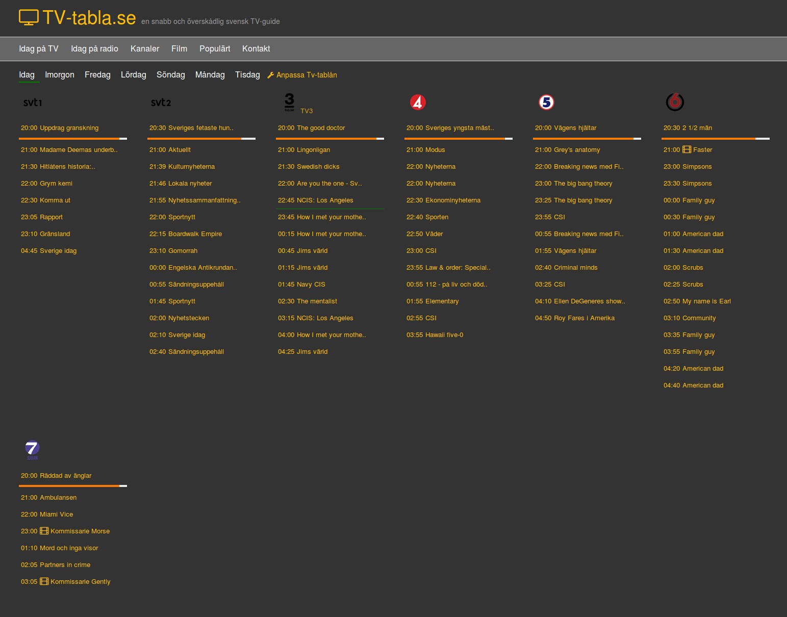 TV-tabla.se Dark Mode