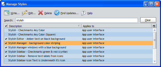Stylish Manager - background color striping
