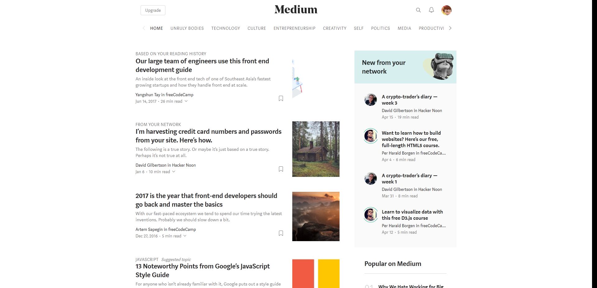 Medium.com Hide Featured