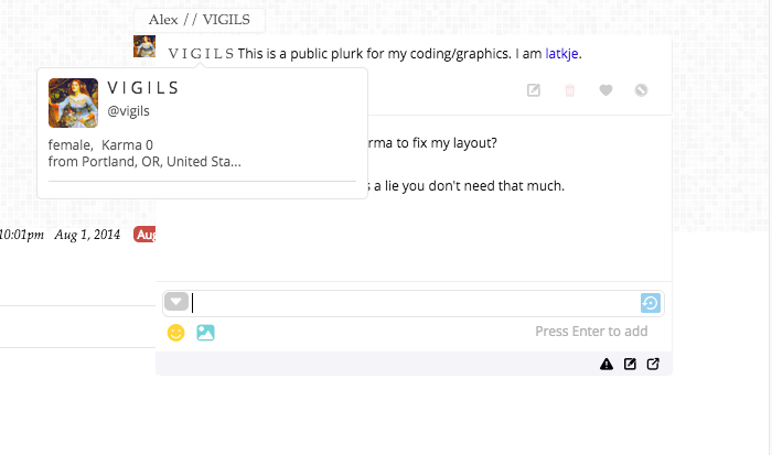 Plurk Hover Names